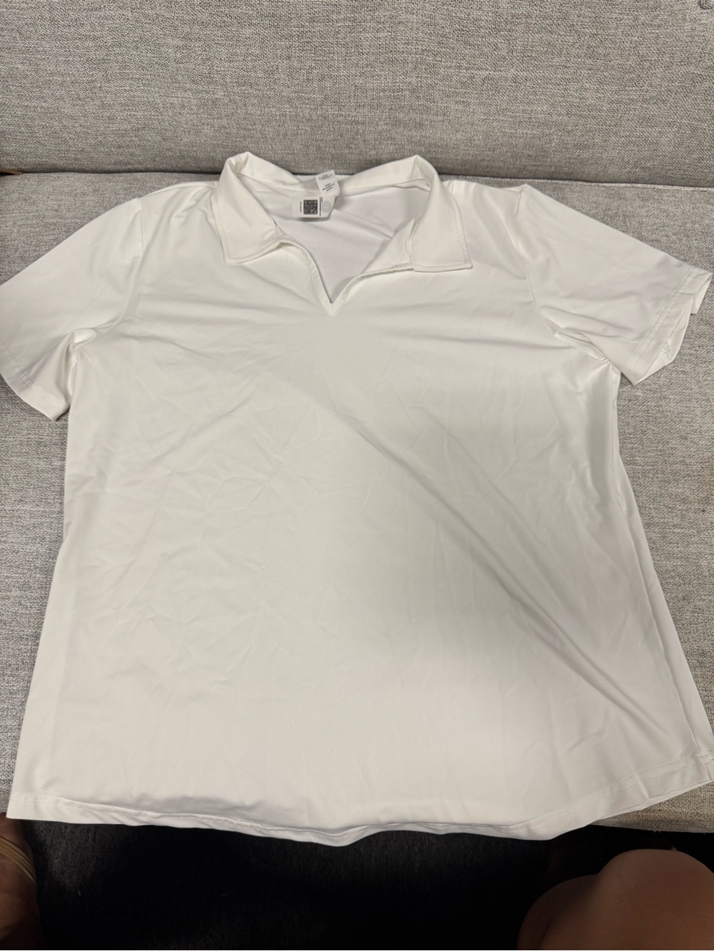 Women's White V‑Neck Polo Shirt